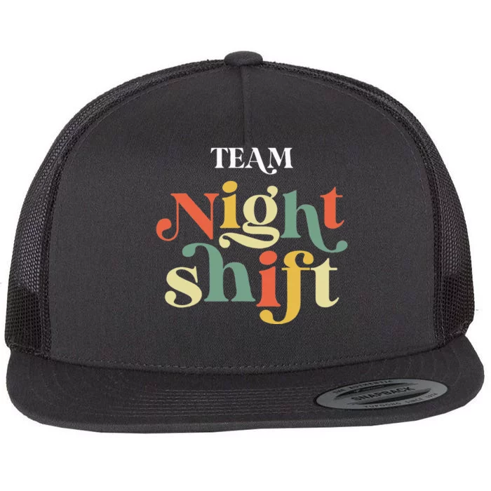 TEAM Night Shift Nurse ICU Nurse Team Critical Care Trauma Flat Bill Trucker Hat