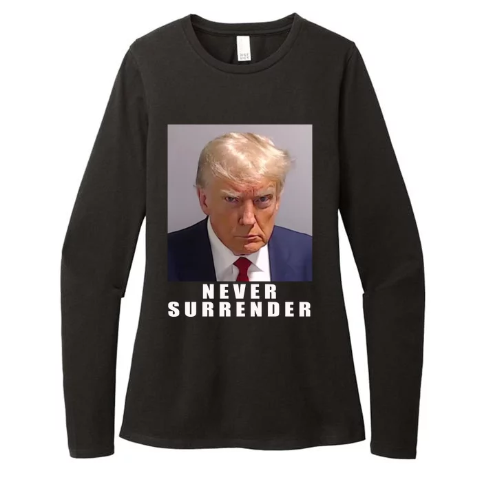 Trump Never Surrender Donald Trump Mugshot 2024 Womens CVC Long Sleeve Shirt