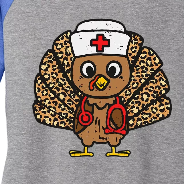 Turkey Nurse Stethoscope Thanksgiving Nurse Turkey Autumn Women's Tri-Blend 3/4-Sleeve Raglan Shirt