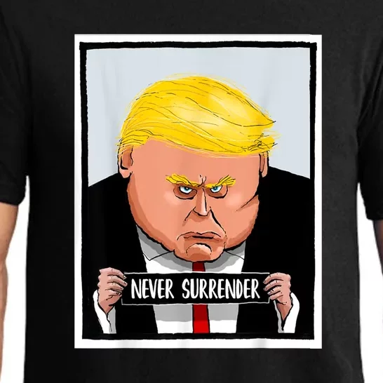 Trump Never Surrender Donald Trump Mugshot 2024 Pajama Set