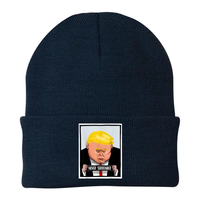 Trump Never Surrender Donald Trump Mugshot 2024 Knit Cap Winter Beanie