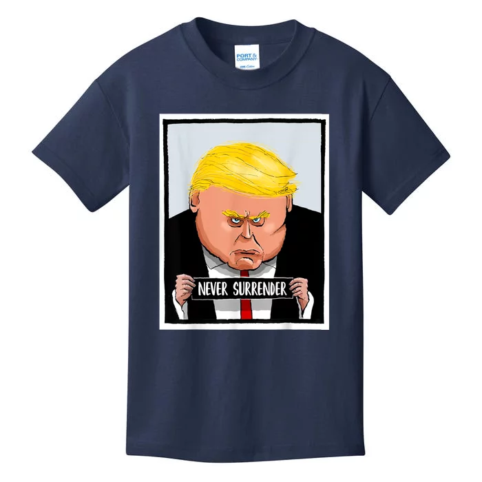 Trump Never Surrender Donald Trump Mugshot 2024 Kids T-Shirt