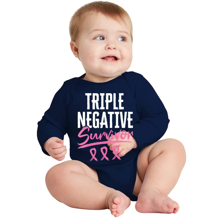 Triple Negative Survivor Breast Cancer Awareness TNBC Baby Long Sleeve Bodysuit