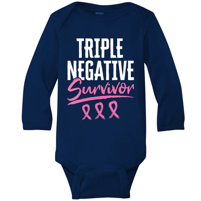 Triple Negative Survivor Breast Cancer Awareness TNBC Baby Long Sleeve Bodysuit