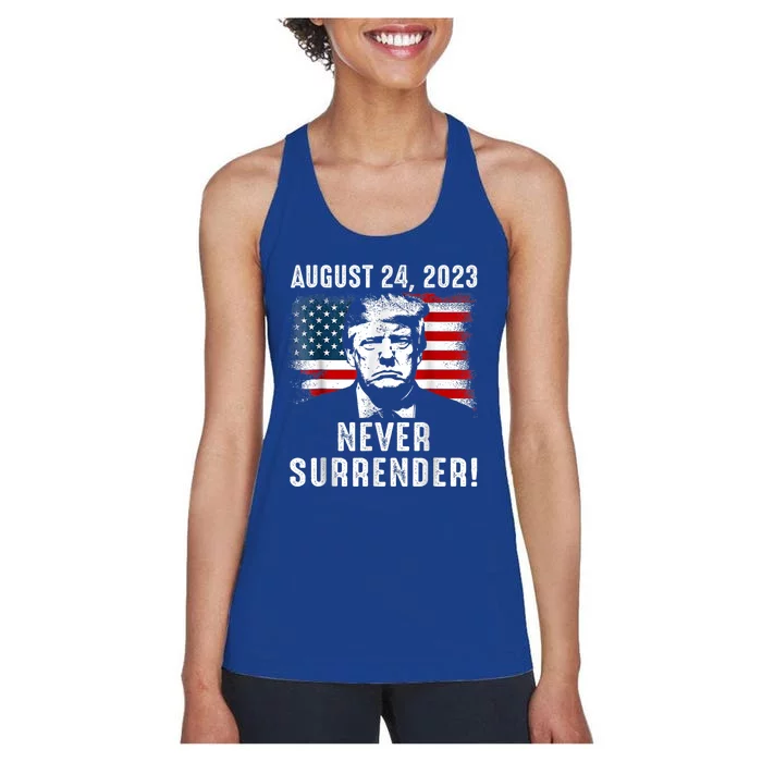 Trump Never Surrender Donald Trump Mugshot 2024 Women's Racerback Tank