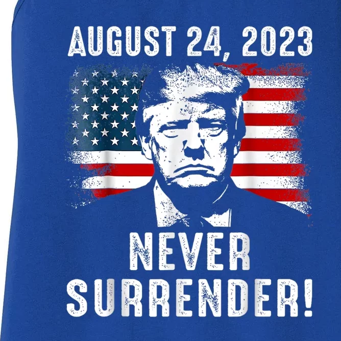 Trump Never Surrender Donald Trump Mugshot 2024 Women's Racerback Tank