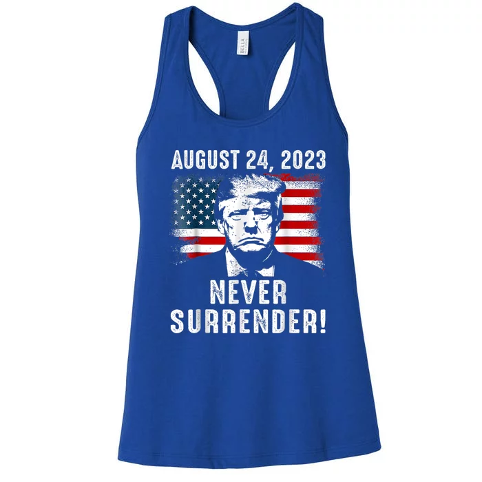 Trump Never Surrender Donald Trump Mugshot 2024 Women's Racerback Tank