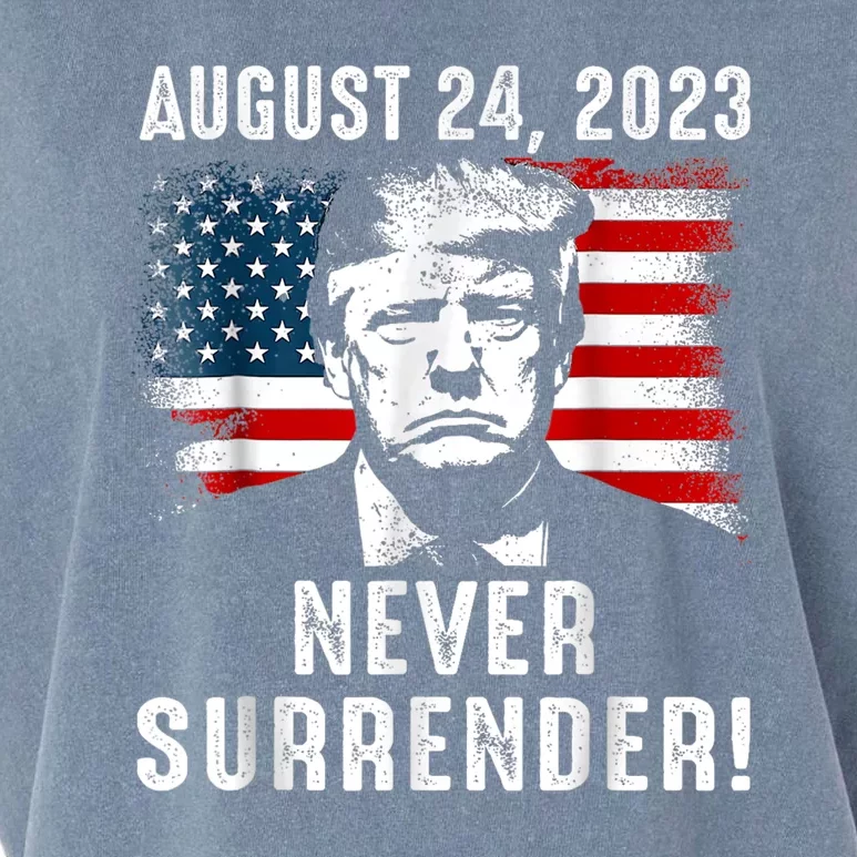 Trump Never Surrender Donald Trump Mugshot 2024 Garment-Dyed Women's Muscle Tee