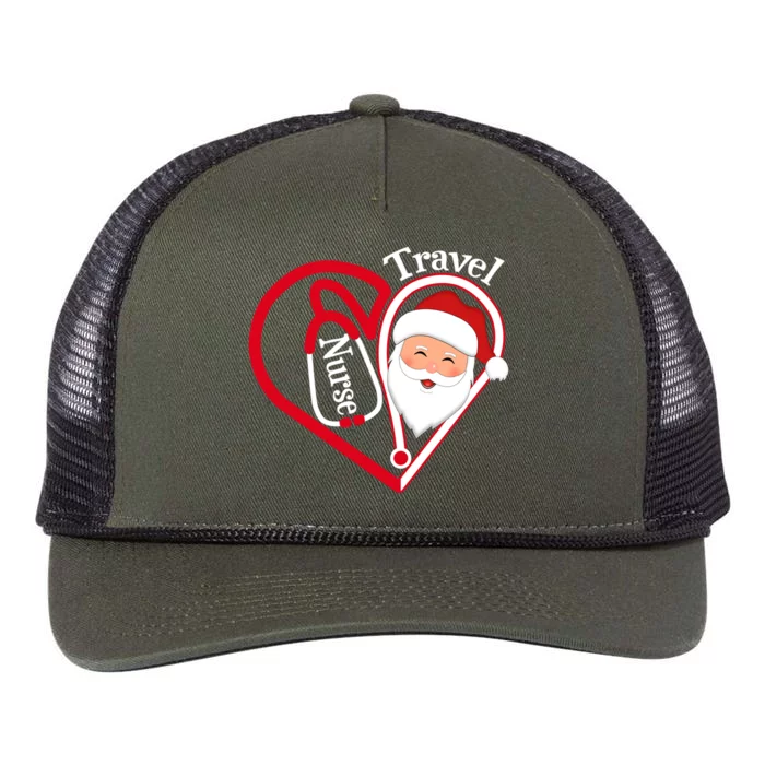 Travel Nurse Stethoscope Heart Santa Claus Christmas Nursing Gift Retro Rope Trucker Hat Cap