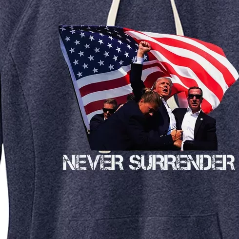 Trump Never Surrender Bold Statement Women's Fleece Hoodie