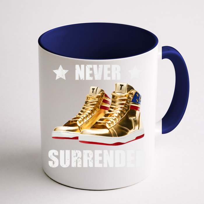 Trump Never Surrender Gold Sneakers Pro Trump 2024 Front & Back Coffee Mug