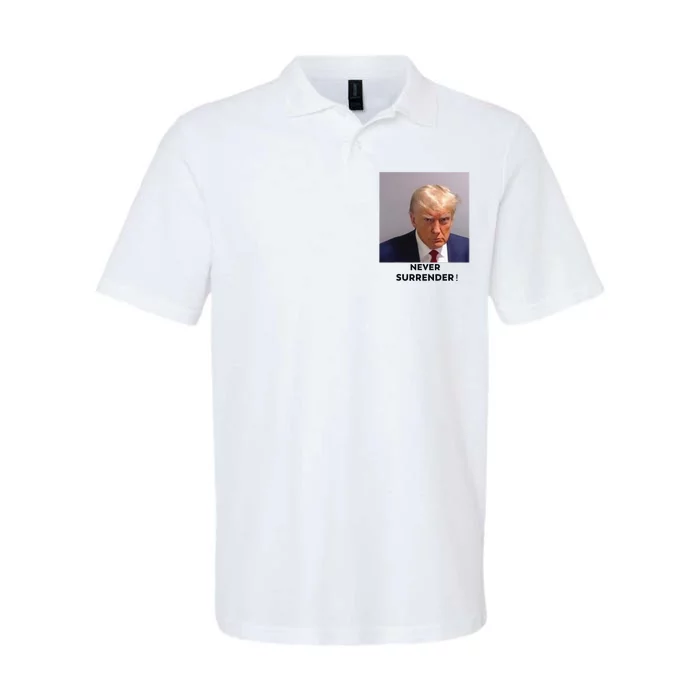 Trump Never Surrender Mug Shot Softstyle Adult Sport Polo