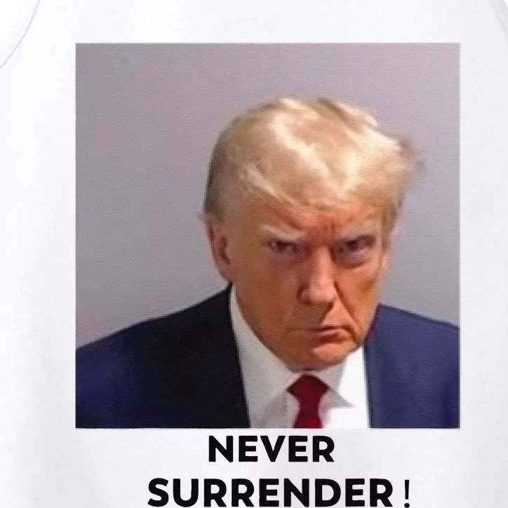 Trump Never Surrender Mug Shot Performance Tank