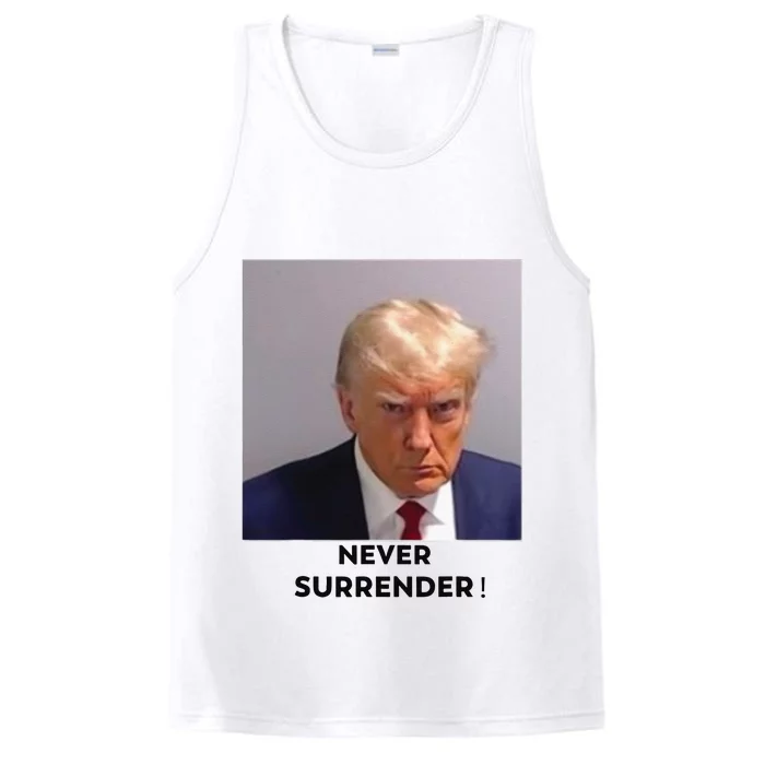 Trump Never Surrender Mug Shot Performance Tank