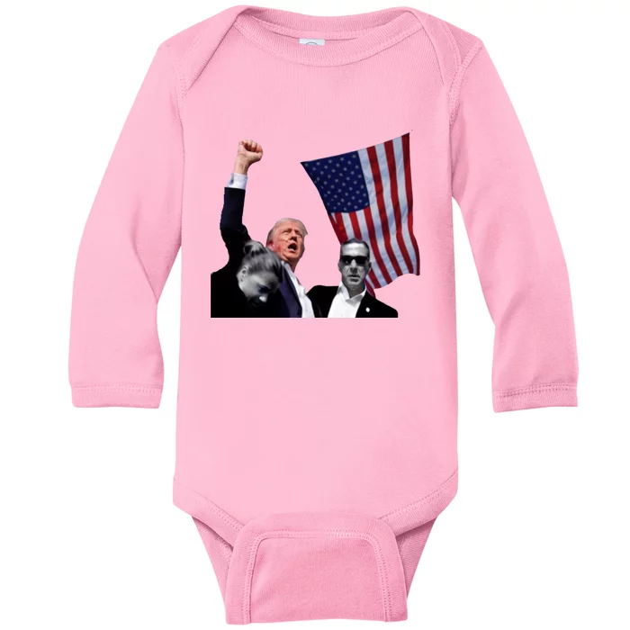 Trump Never Surrender Rise Up Fight Stand In Their Way! Cool Gift Baby Long Sleeve Bodysuit