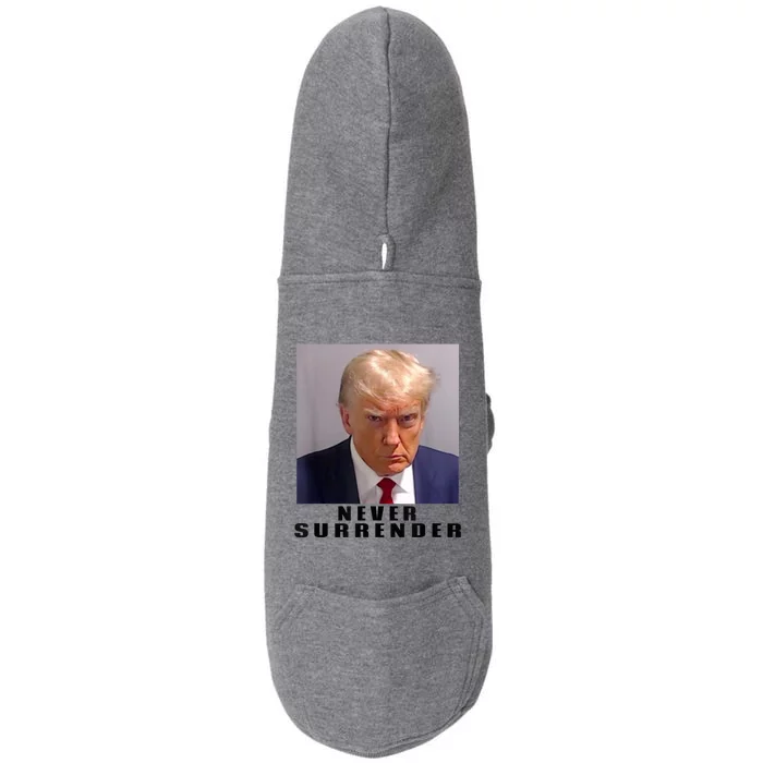 Trump never surrender Donald Trump Mugshot 2024 Doggie 3-End Fleece Hoodie