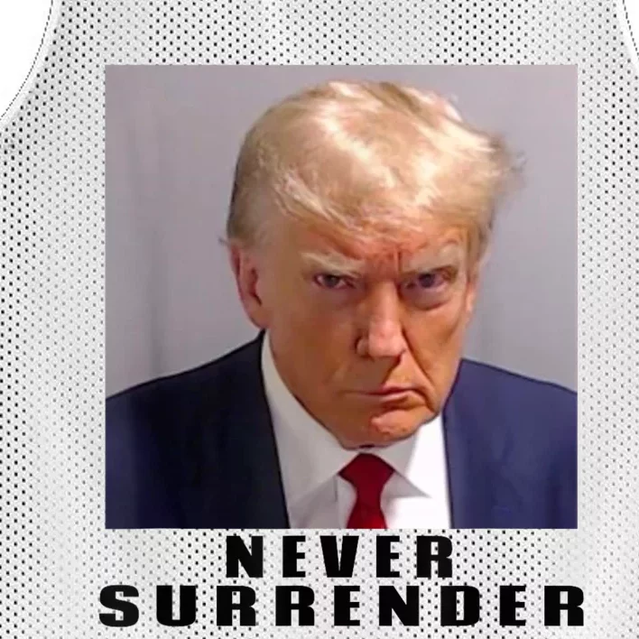 Trump never surrender Donald Trump Mugshot 2024 Mesh Reversible Basketball Jersey Tank