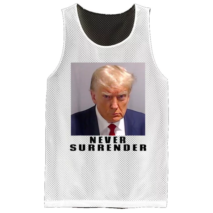 Trump never surrender Donald Trump Mugshot 2024 Mesh Reversible Basketball Jersey Tank