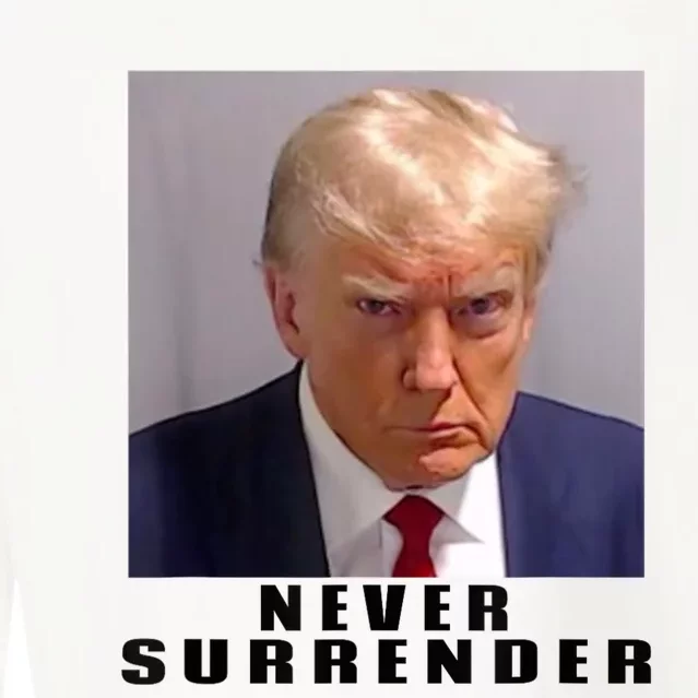 Trump never surrender Donald Trump Mugshot 2024 Cropped Pullover Crew