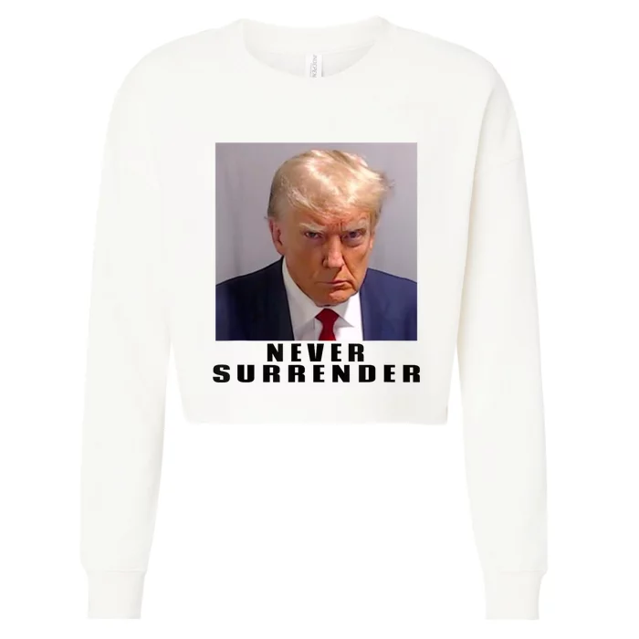 Trump never surrender Donald Trump Mugshot 2024 Cropped Pullover Crew