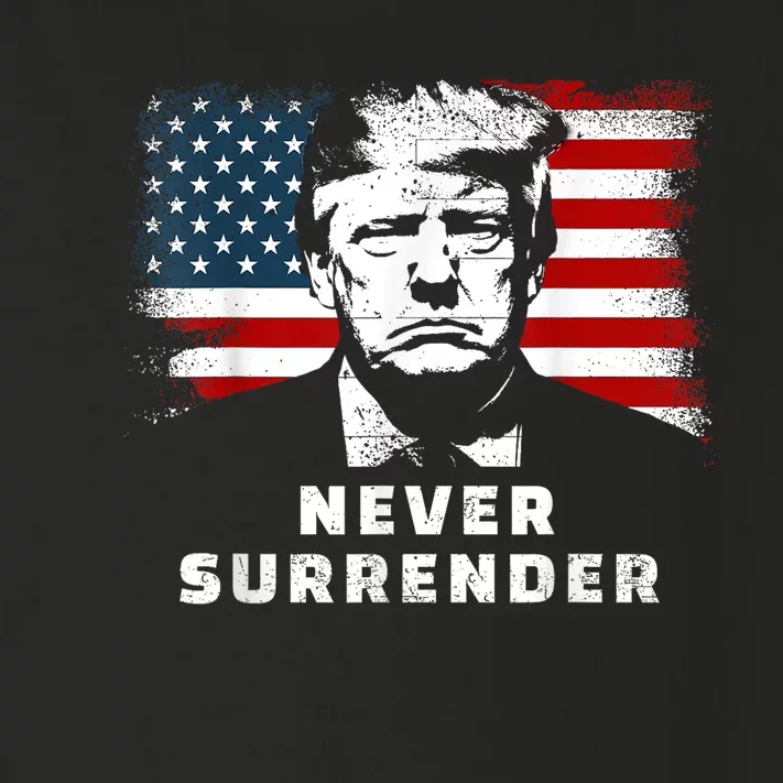 Trump Never Surrender Trump Mug Shot Toddler Long Sleeve Shirt