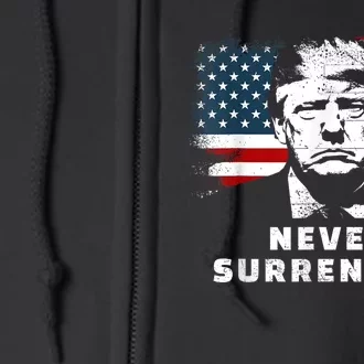 Trump Never Surrender Trump Mug Shot Full Zip Hoodie