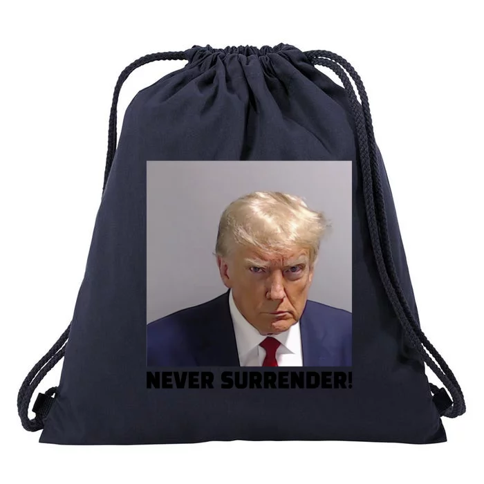 Trump never surrender Donald Trump Mugshot 2024 Drawstring Bag