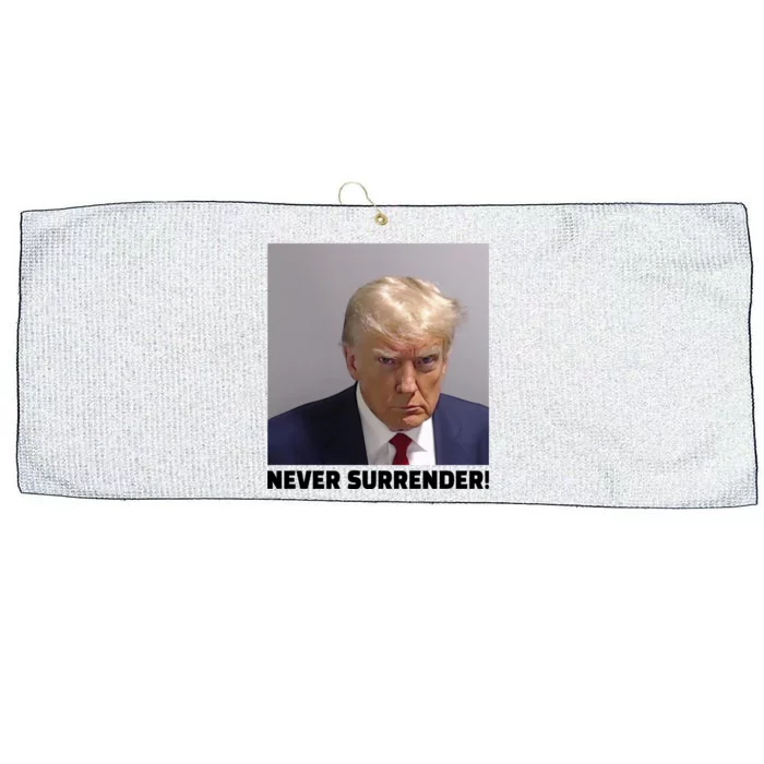 Trump never surrender Donald Trump Mugshot 2024 Large Microfiber Waffle Golf Towel