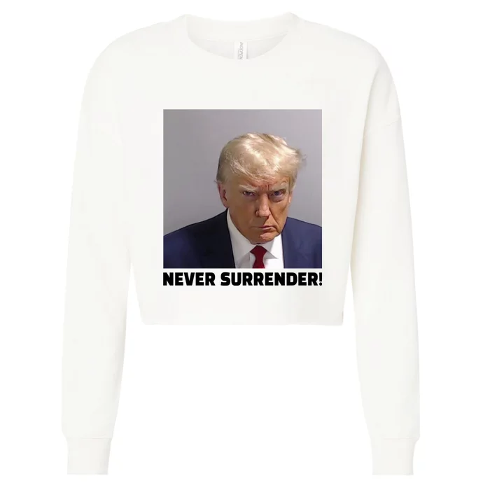 Trump never surrender Donald Trump Mugshot 2024 Cropped Pullover Crew