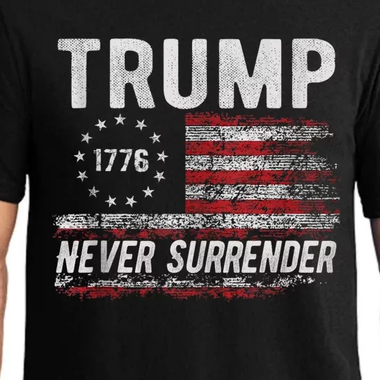 Trump Never Surrender President Donald Trump Us Flag Pajama Set