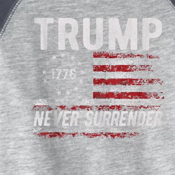 Trump Never Surrender President Donald Trump Us Flag Toddler Fine Jersey T-Shirt