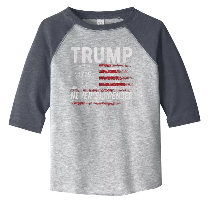 Trump Never Surrender President Donald Trump Us Flag Toddler Fine Jersey T-Shirt