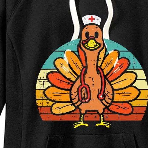 Turkey Nurse Stethoscope Thanksgiving Fall Women's Fleece Hoodie