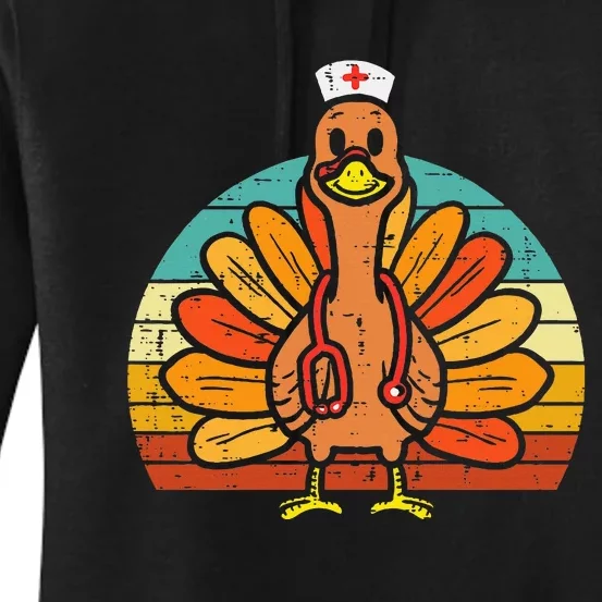 Turkey Nurse Stethoscope Thanksgiving Fall Women's Pullover Hoodie