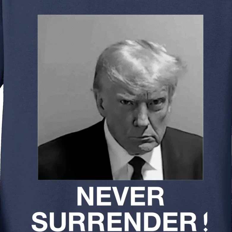 Trump never surrender Donald Trump Mugshot 2024 Kids Long Sleeve Shirt