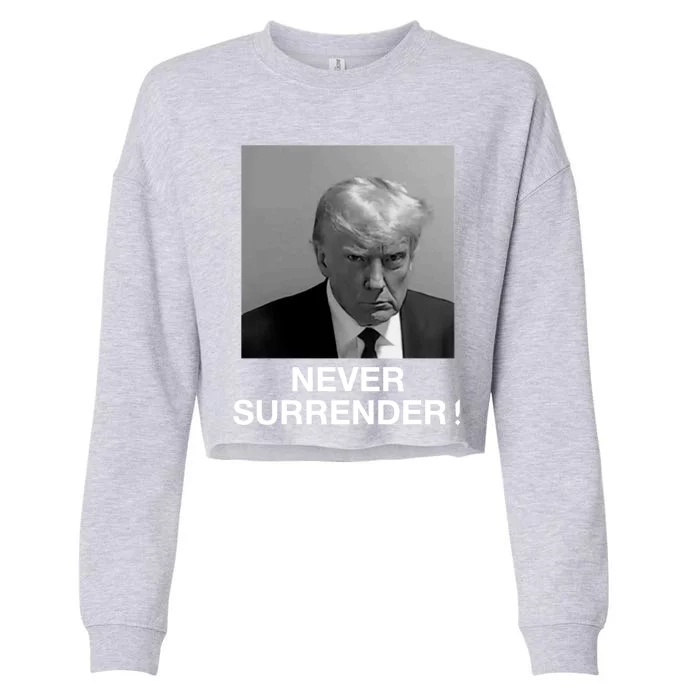 Trump never surrender Donald Trump Mugshot 2024 Cropped Pullover Crew