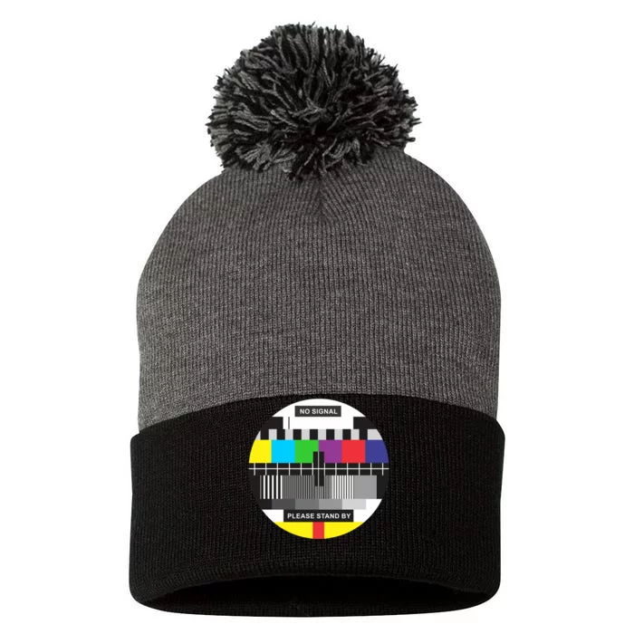 Tv No Signal Pom Pom 12in Knit Beanie