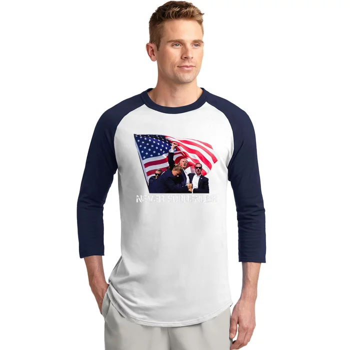 Trump Never Surrender Baseball Sleeve Shirt