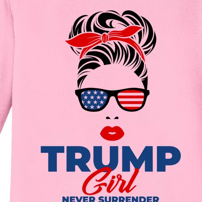 Trump Never Surrender Gift Baby Long Sleeve Bodysuit