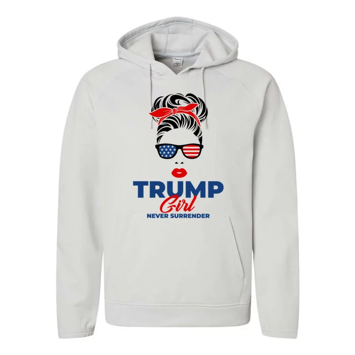 Trump Never Surrender Gift Performance Fleece Hoodie