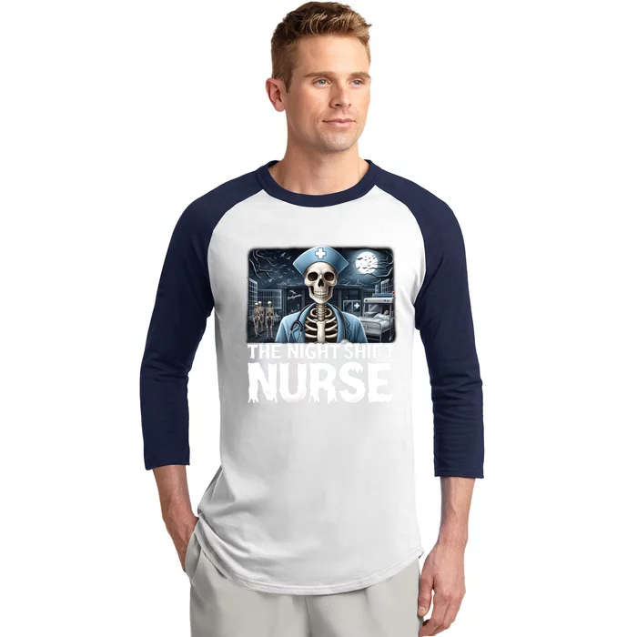 The Night Shift Nurse Spooky Ghost Nurse Halloween Costume Baseball Sleeve Shirt