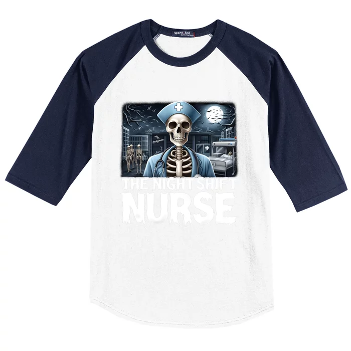 The Night Shift Nurse Spooky Ghost Nurse Halloween Costume Baseball Sleeve Shirt