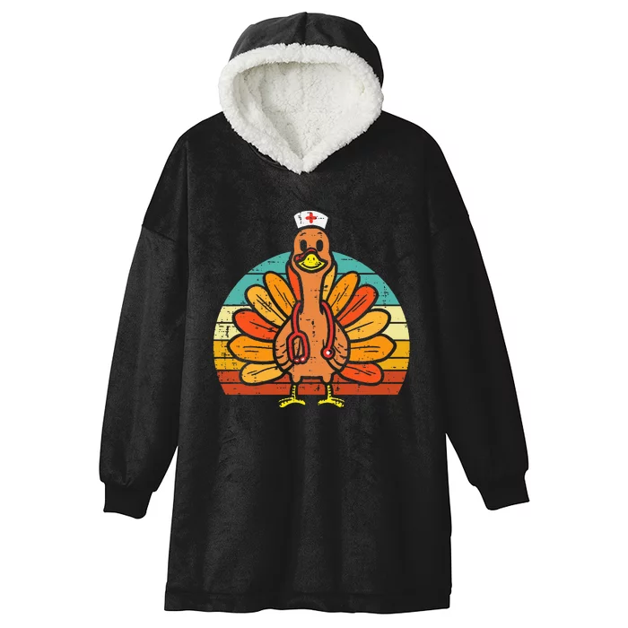 Turkey Nurse Stethoscope Thanksgiving Fall Hooded Wearable Blanket