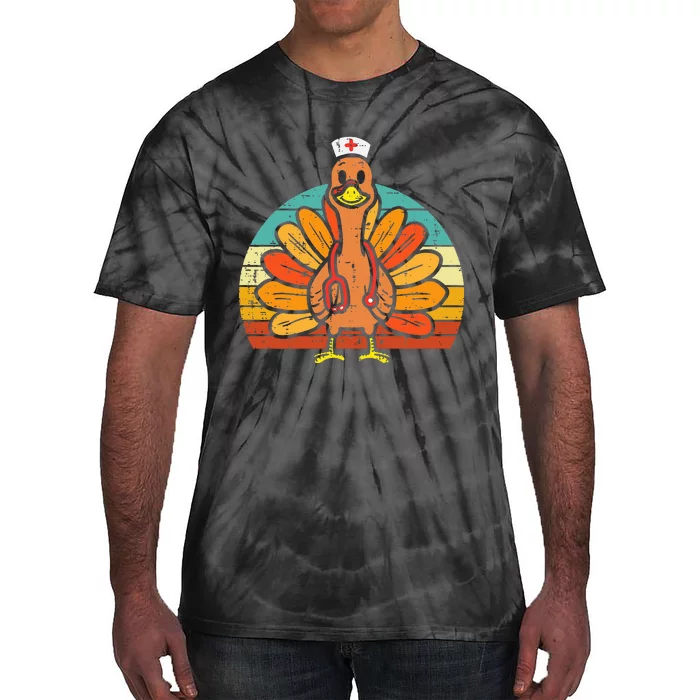 Turkey Nurse Stethoscope Thanksgiving Fall Tie-Dye T-Shirt