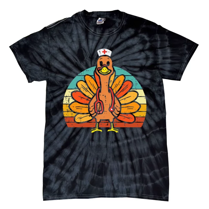 Turkey Nurse Stethoscope Thanksgiving Fall Tie-Dye T-Shirt