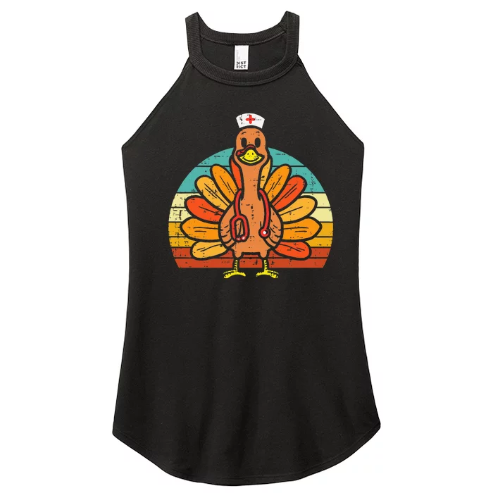 Turkey Nurse Stethoscope Thanksgiving Fall Women’s Perfect Tri Rocker Tank