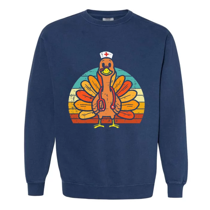 Turkey Nurse Stethoscope Thanksgiving Fall Garment-Dyed Sweatshirt