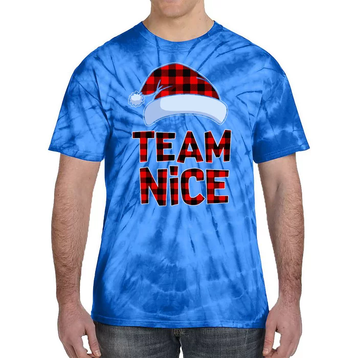 Team Nice Santa Red Plaid Claus Christmas Pajama For Family Tie-Dye T-Shirt