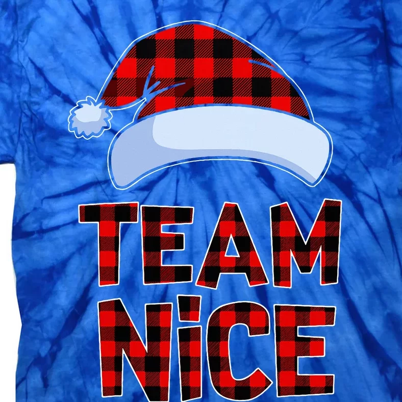 Team Nice Santa Red Plaid Claus Christmas Pajama For Family Tie-Dye T-Shirt