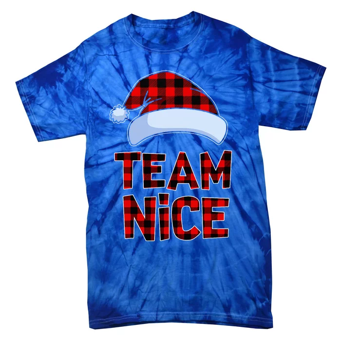 Team Nice Santa Red Plaid Claus Christmas Pajama For Family Tie-Dye T-Shirt